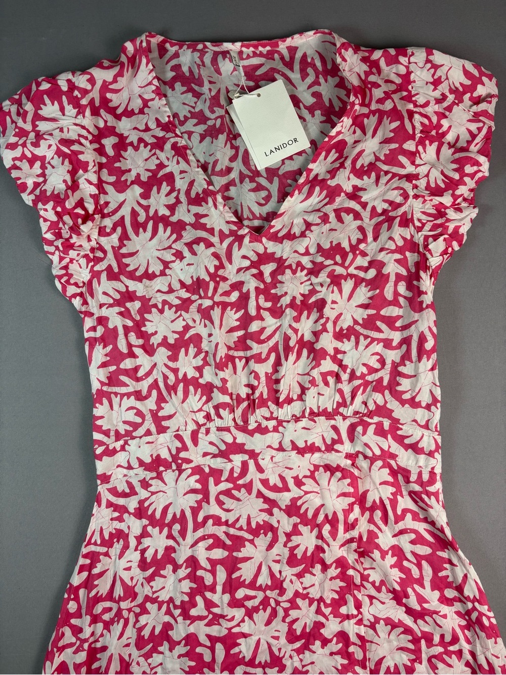 Lanidor Pink & White Floral Midi Dress Size Large New With Tags Resort Dress - Picture 3 of 10